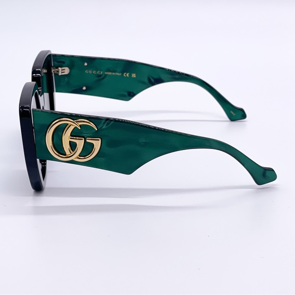 NEW GUCCI GG0956S 001 OVERSIZED GREEN BLACK WOMEN SUNGLASSES GUCCI - Picture 6 of 10